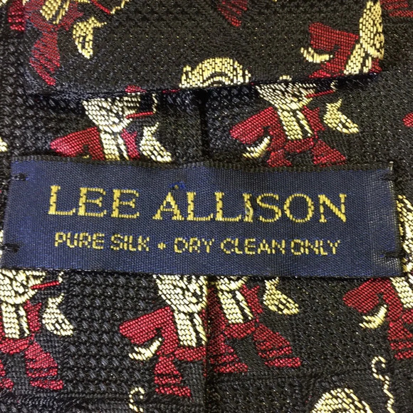 Rare* Vintage Lee Allison Red Smoking Man Tie‎ - Picture 2 of 4